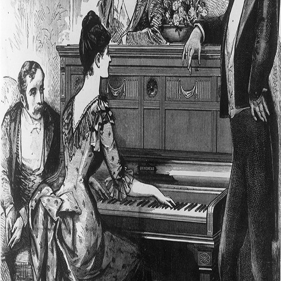 Imagen ilustrativa donde se representa una dama de clase alta interpretando el piano